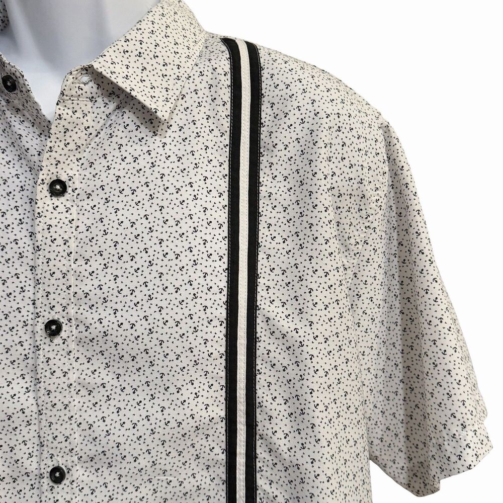 Bohio Mens Guayabera Style Shirt XL Anchors Nautical Button Down Short Sleeve